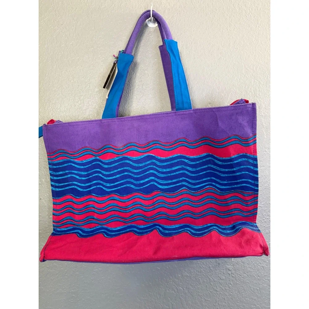NWT Lauren Birch Shoulder‎ Tote Bag L Black Canvas Horses Going Out Art To Wear